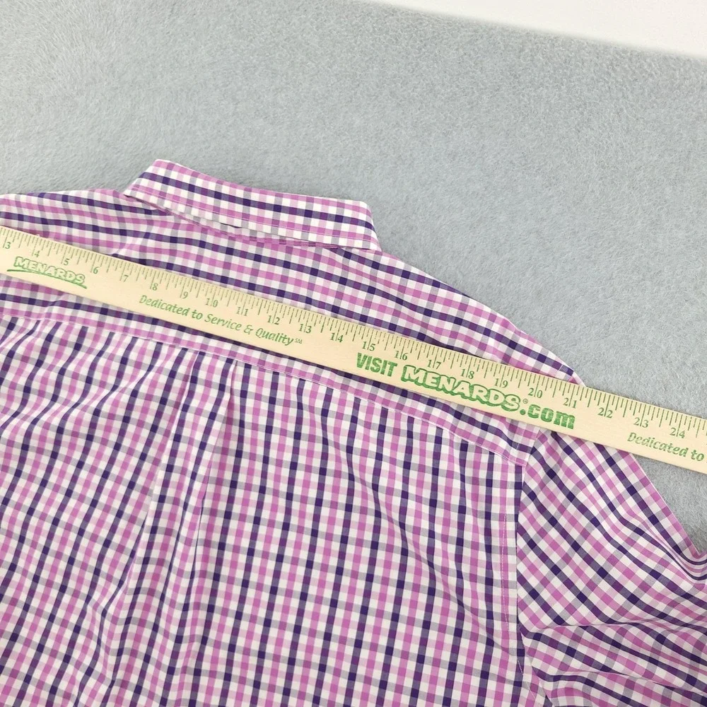 Banana Republic Dress Shirt Mens 2XL Purple Red Gingham Check Non Iron Lot Of 2